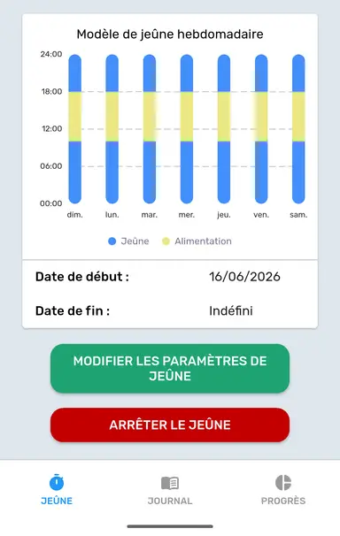 Arrêter le jeûne dans l’onglet Jeûne.